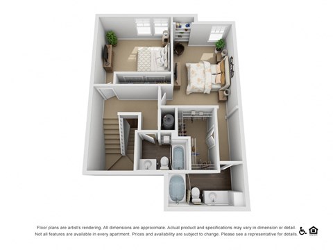 Floor plan for 2 beds, 2 baths, 1386 sqft